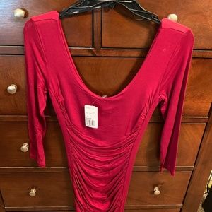 Maroon ruched dress